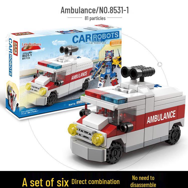 6-in-1 Kids' Building Block Set: Train, Robot, Tank, Police - Compatible Blocks for Boys & Girls