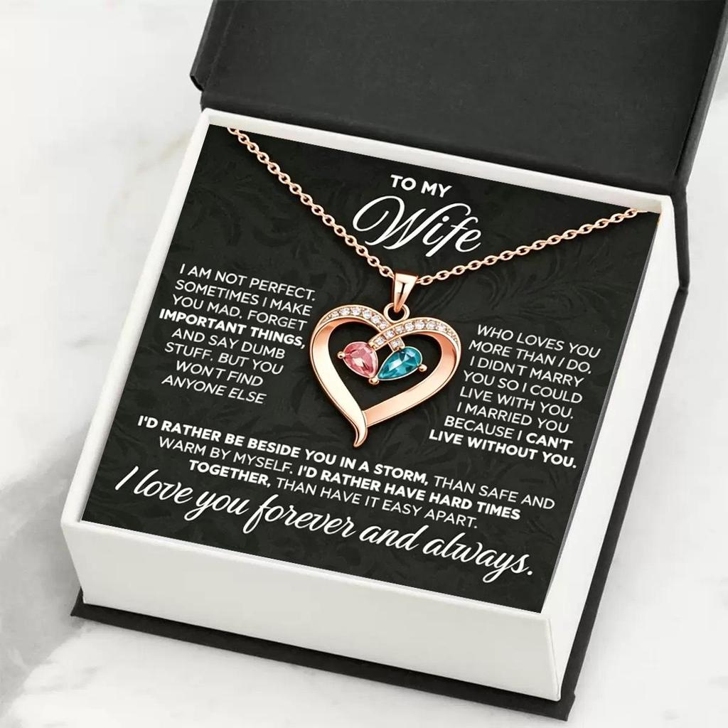 Two-Color Water Drop Zodiac Heart Pendant Necklace with Engravable Name