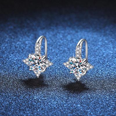 Light Luxury Temperament Moissanite Stud Earrings Octet Star Earrings 925 Sterling Silver Women's Earrings Hook