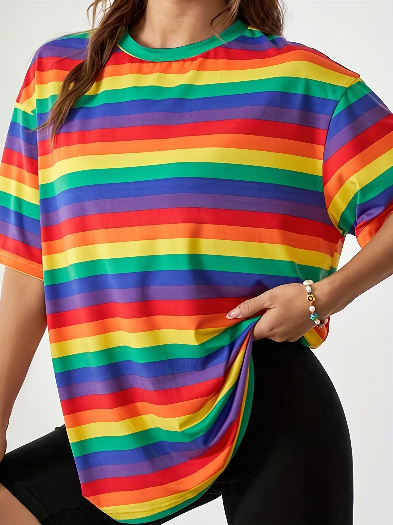 [Printed Design - Not Textured] Women S Rainbow Striped Home Top S дубильная кора