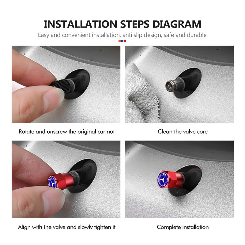Car Sticker 4pcs Car Wheel Tire Valve Tyre Caps Universal Auto Accessories For Mercedes Benz CLK GLC W212 C200 C300 W203 W204 W2