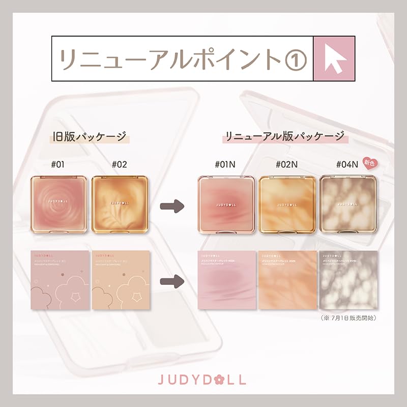 Official JUDYDOLL Japan Merihari Master Palette Renewal Chinese Cosmetics Highlighting Shading 3D Slimming Cool (#01N Tone)