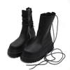 Versatile Martin boots 2025 autumn and winter new rear lace-up side zipper thick-soled heightening women's short boots British style knight boots