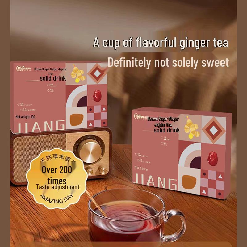 Brown Sugar Ginger Tea with Red Dates and Goji Berry - Instant Drink, Portable Single Pack