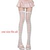 Women's Mesh Lace Long Stockings with Romantics Heart Detail And Ruffle Trim Bows Accent For Daily Wear Party Outfits