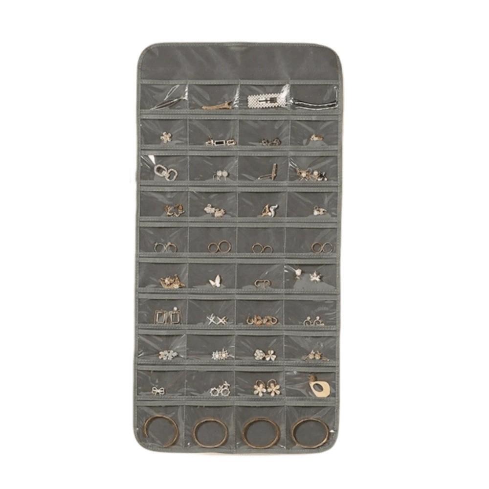 

Foldable Women Jewelry Organizer Non-woven Jewelry Display Holder Sundries Sorting Grey 80 Grids