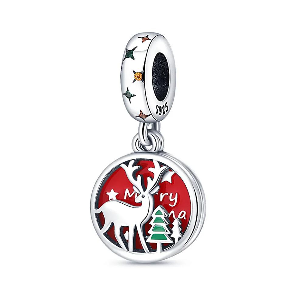 Elk Viewing Snow Scene Pendant Copper Colors For Charms Copper Colors Original Bracelet For Jewelry Making