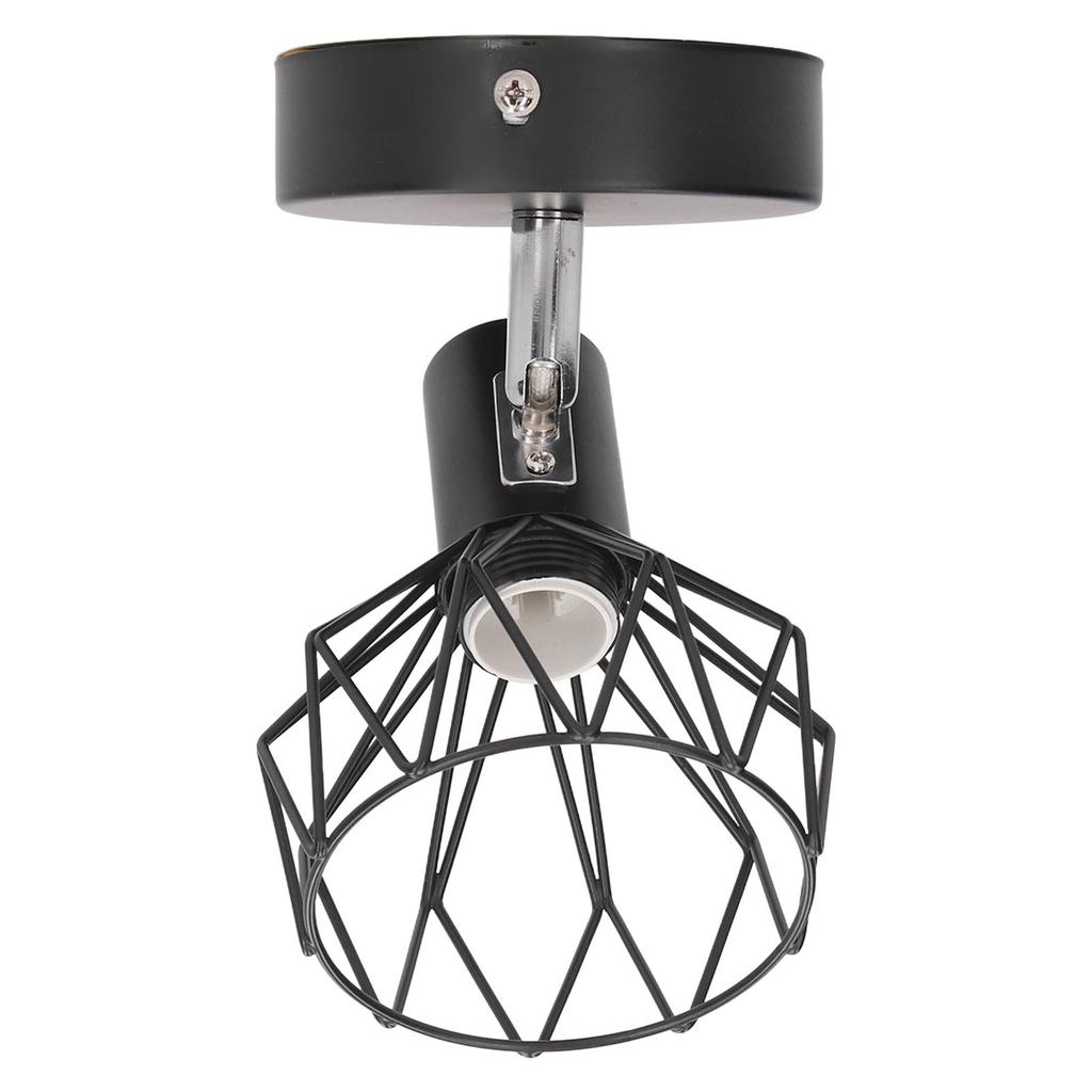 Wall Lamp Holder with Metal Cage E14 Industrial Style Metal Vintage Wall Sconce Holder Matte Black