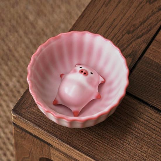 Liegendes Schwein Bubble Tea Tasse Handgefertigte Keramiktasse mit lustigem Blasenblas-Schwein Tee-Haustier Einzigartiges Geschenk für Teeliebhaber & Heimdeko