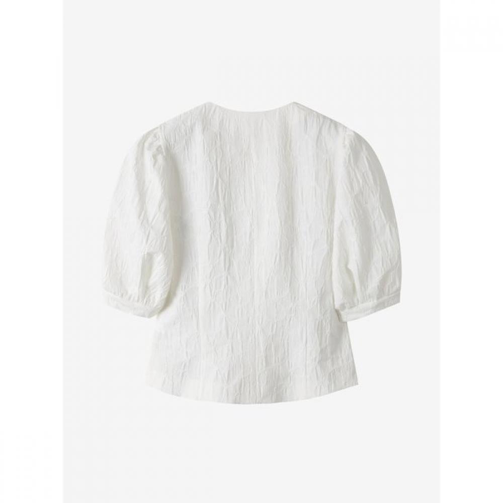 Cc Collect Crinkle Jacquard Shirring Blouse C252msc133