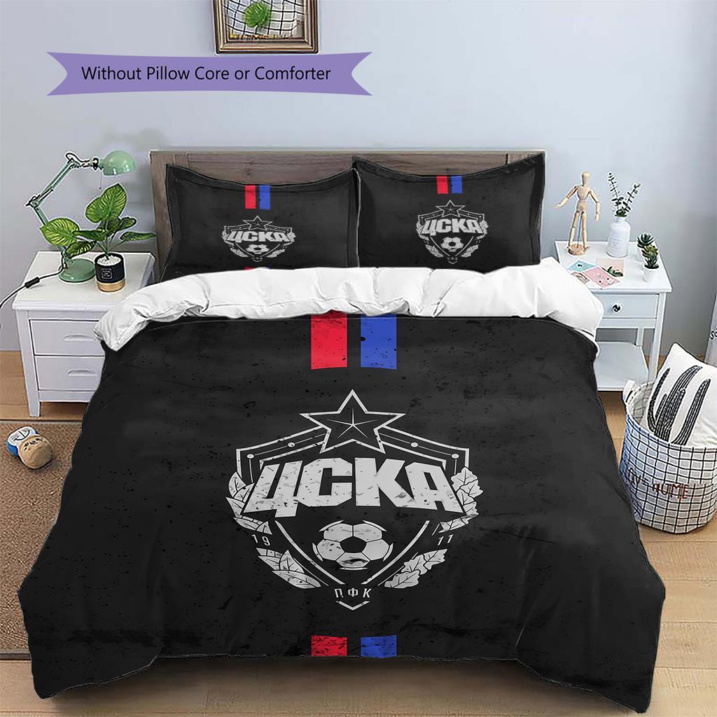 PFC CSKA Moscow Pattern Bedding Quilt Set Home Decoration Gift (1 * duvet cover + 2 * pillowcase without core).xwn