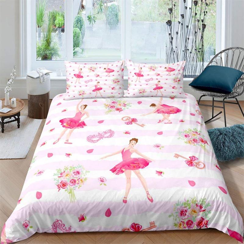 Ballet Princess Dancer Duvet Cover 3D Sparkling Glittering Star Bedding Set Cartoon Animal Swan Quilt Cover For Child Boys Teens