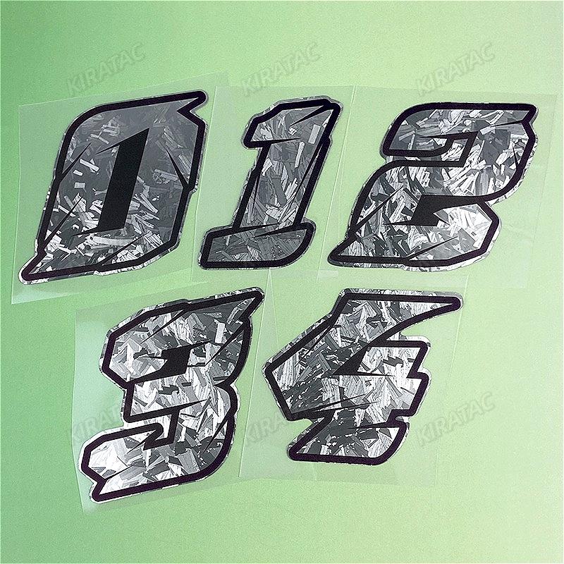 1PC Silver Carbon Fiber Motorcycle Number Stickers Waterproof Universal Vinyl Decals for BMW KTM YAMAHA Kawasaki Suzuki Honda