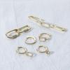 ANENJERY 6 Pieces/set  Square Oval Hoop Earrings for Women Shiny Luxury Micro Zircon Geometric Earrings Set