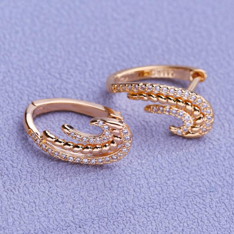 LSOOYH Clip Earrings Rose Gold Color Fashion Earring For Women Hollow Cubic Zirconia Stud Earrings Jewelry