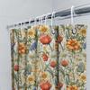 Floral Print Shower Curtain Waterproof Bathroom Decor Orange Blossom White Daisy Watercolor Flower Pattern Bath Linen Decoration