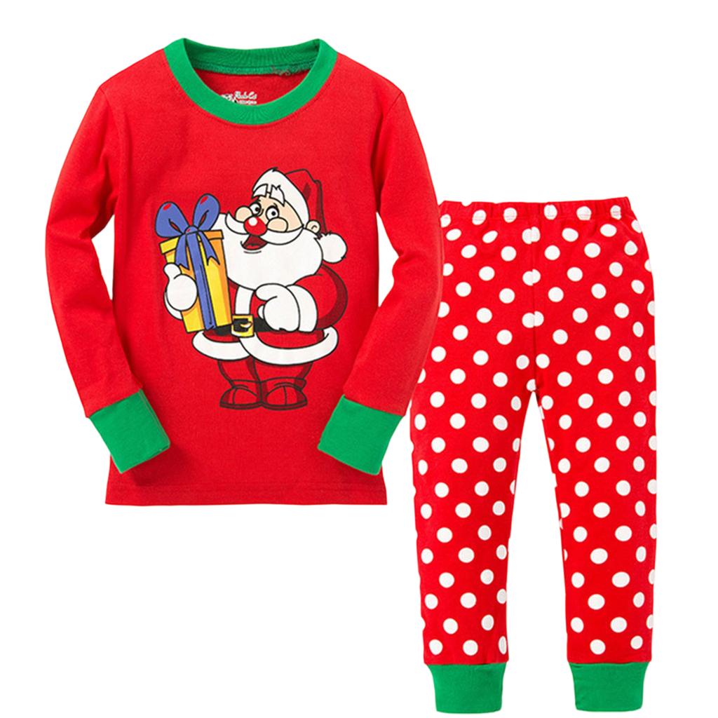 Children's Home Wear Pajamas Set Long-sleeved Tops And Long Pants Two-piece Coat Play Christmas Clothes
