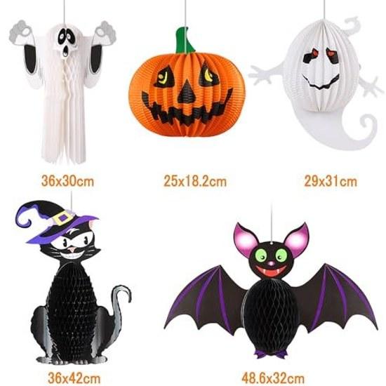 Halloween decoration hanging 9-piece set party paper lantern pumpkin foldable black cat ghost bat