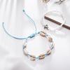 2Pcs Retro Style Beach Tortoise Shell Beads Push-pull Anklet Chain Set