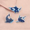 Marine Animals Blue Whale Shaker Enamel Pins Glitter Ocean Sea Animal Brooches Lapel Badge Jewelry Accessories Gift for Friends