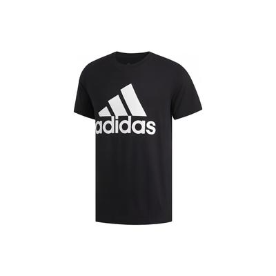 Badge Of Sport Tee Letter Print Crew Neck Short Sleeve T-Shirt Men Tops Black ED9605