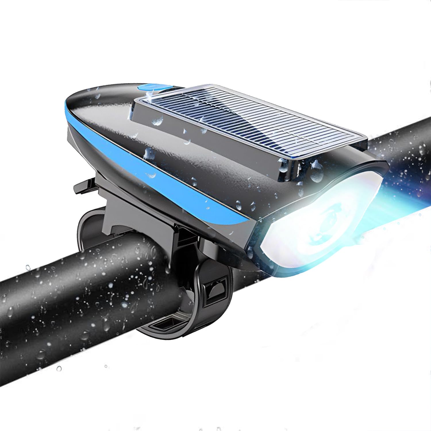 

Велосипедный солнечный горный велосипед дорожный велосипед PSE компактный светодиодный велосипед 3 режима затемнения Сделано в синем цвете Солнечный свет, Водонепроницаемый, Бескрылый дизайн, Зарядка, Свет, синий