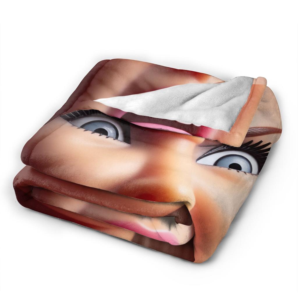 Warm Soft blanketBoy Girl Airplane Travel Funny Disgusting Doll Face Meme Hilarious Sarcastic Throw Blanket Flannel Bedspread