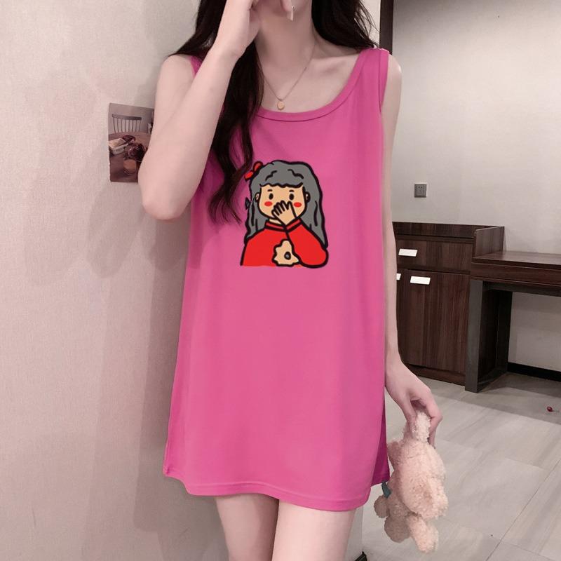 Women's Summer Sleeveless Vest Sleeping Dress Girls Sexy Halter T-shirt Dress