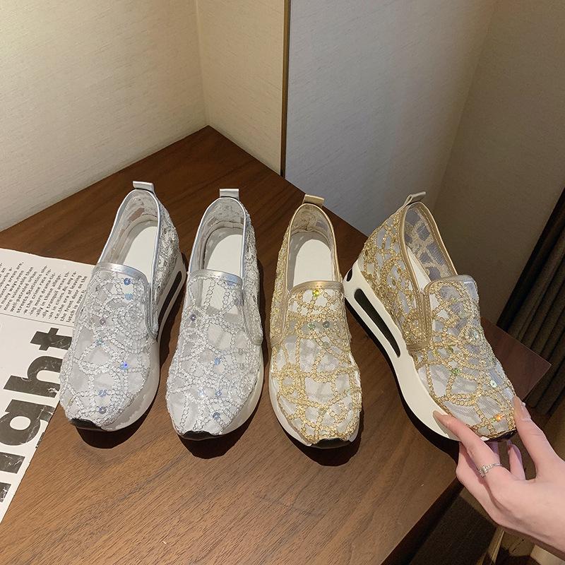 Spring & Fall Mesh Wedge Slip-on Casual Shoes