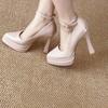 Fashion Small High-heeled Shoes Women's Platform 2025 Spring New One-word Buckle Strap Single Shoes