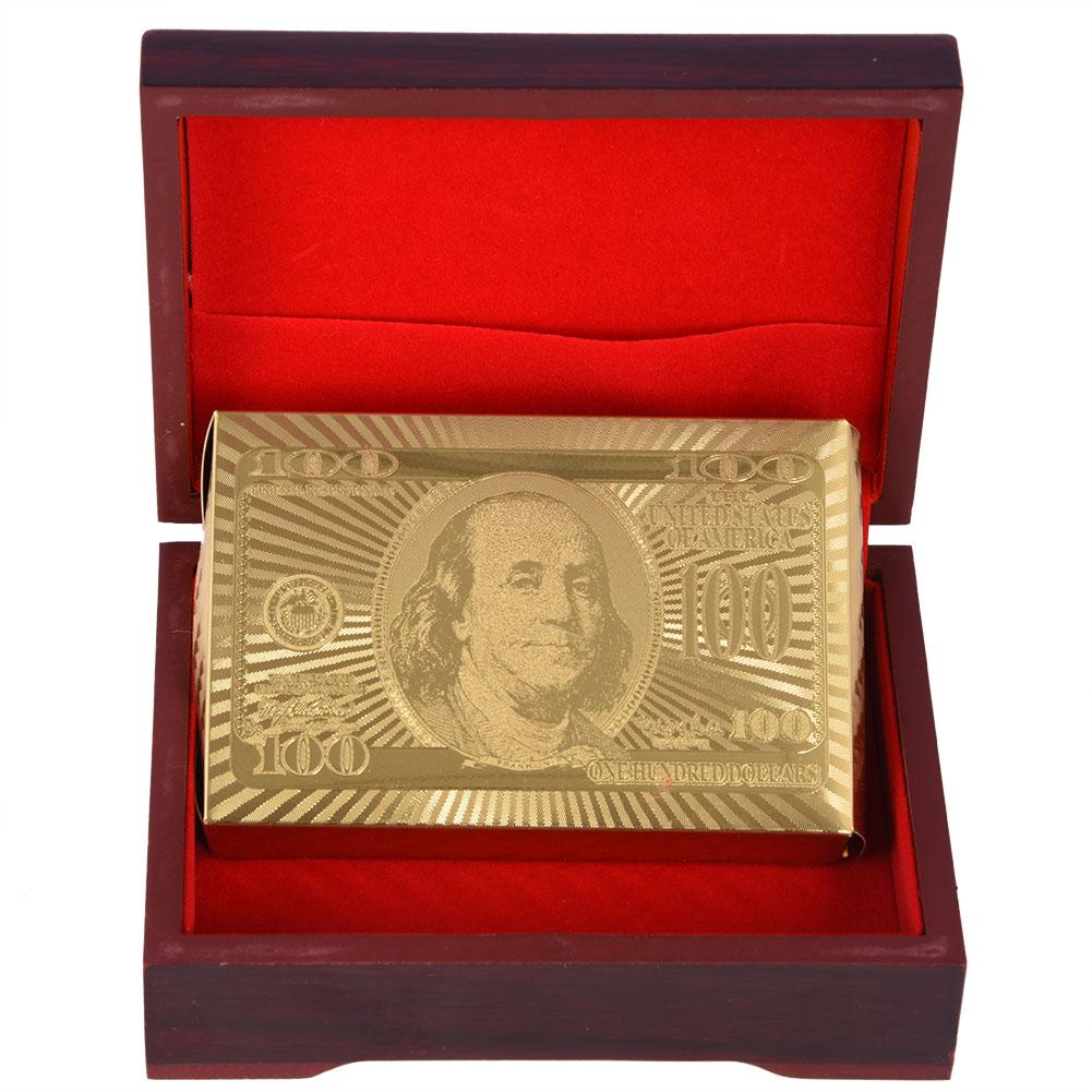 Роскошные карты для покера Водонепроницаемые поддельные игральные карты из золотой фольги Пластиковые карты для покера с коробкой Type 1