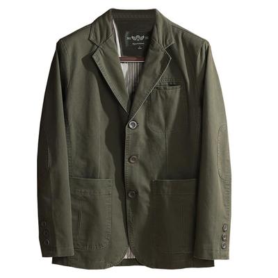 Blazer Tailored Jacket Cotton Suit Jacket Coat Formal Slim Plain Business Casual Commuting Large Size HS29 Military [ZANBANG] Men's Men's (2XL, Green)