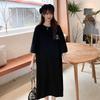 Women's Short-sleeved T-shirt Dress Son Summer Length Over The Knee Large Size Belly Reduction Age Show Slim Dress