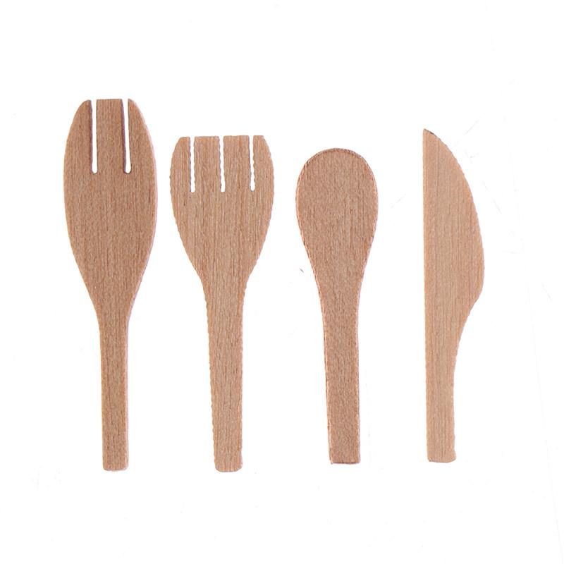 Miniatures Wooden And Fork Metal Whisk Jar Set Accessories Doll House Kitchen
