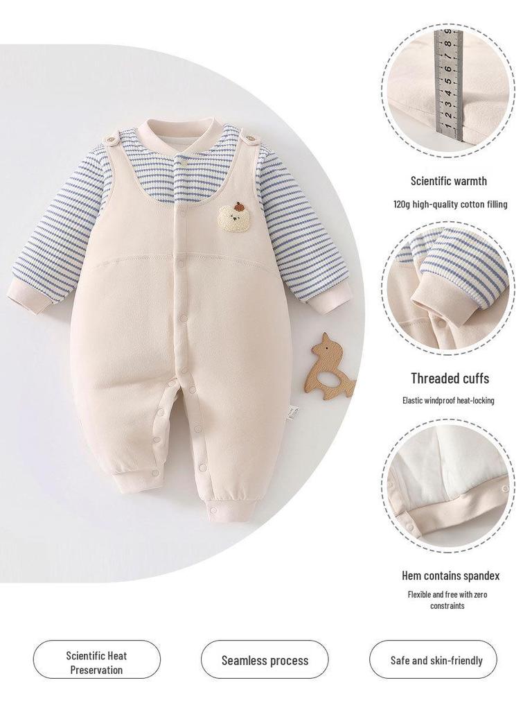 Winter Warmth 120g Pure Cotton Newborn Bodysuit - Outdoor Baby Romper