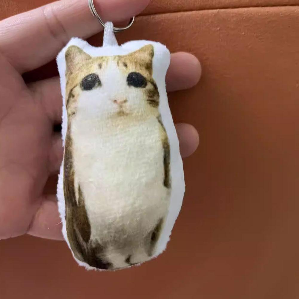 German Kitten Voice Cat Keychain Sound Hanging Decompression Reverses Plush Pendant With Sound Cute Pet Gift Voice Keyring Toy