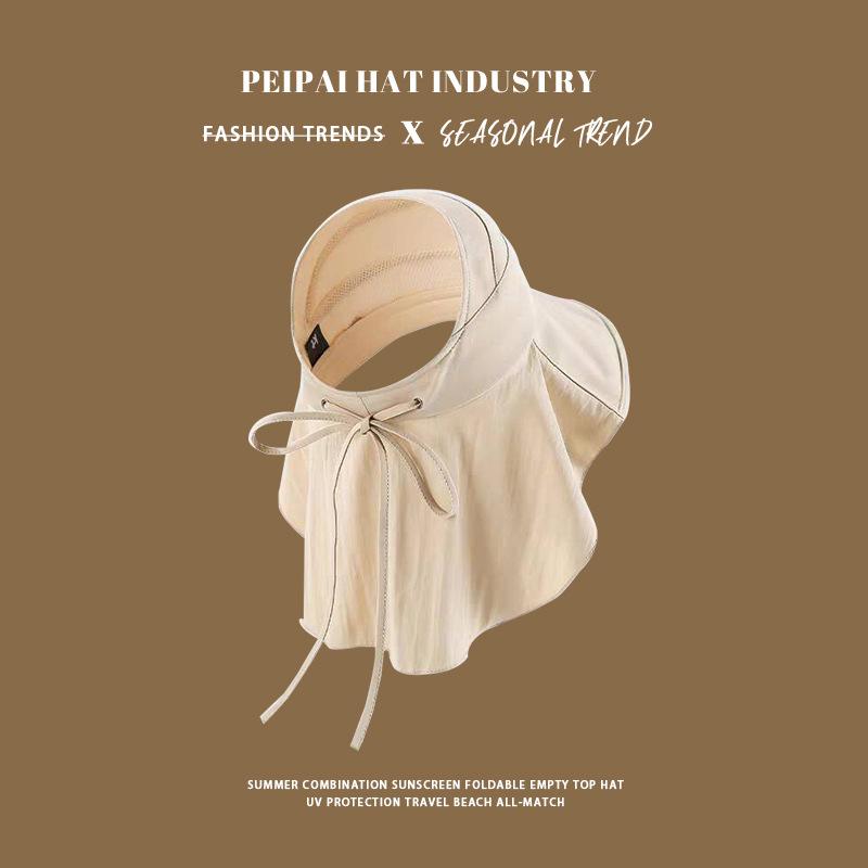 

Summer UV protection empty top hat wide brim sun protection face small bucket hat vacation sun hat M（56-58cm）