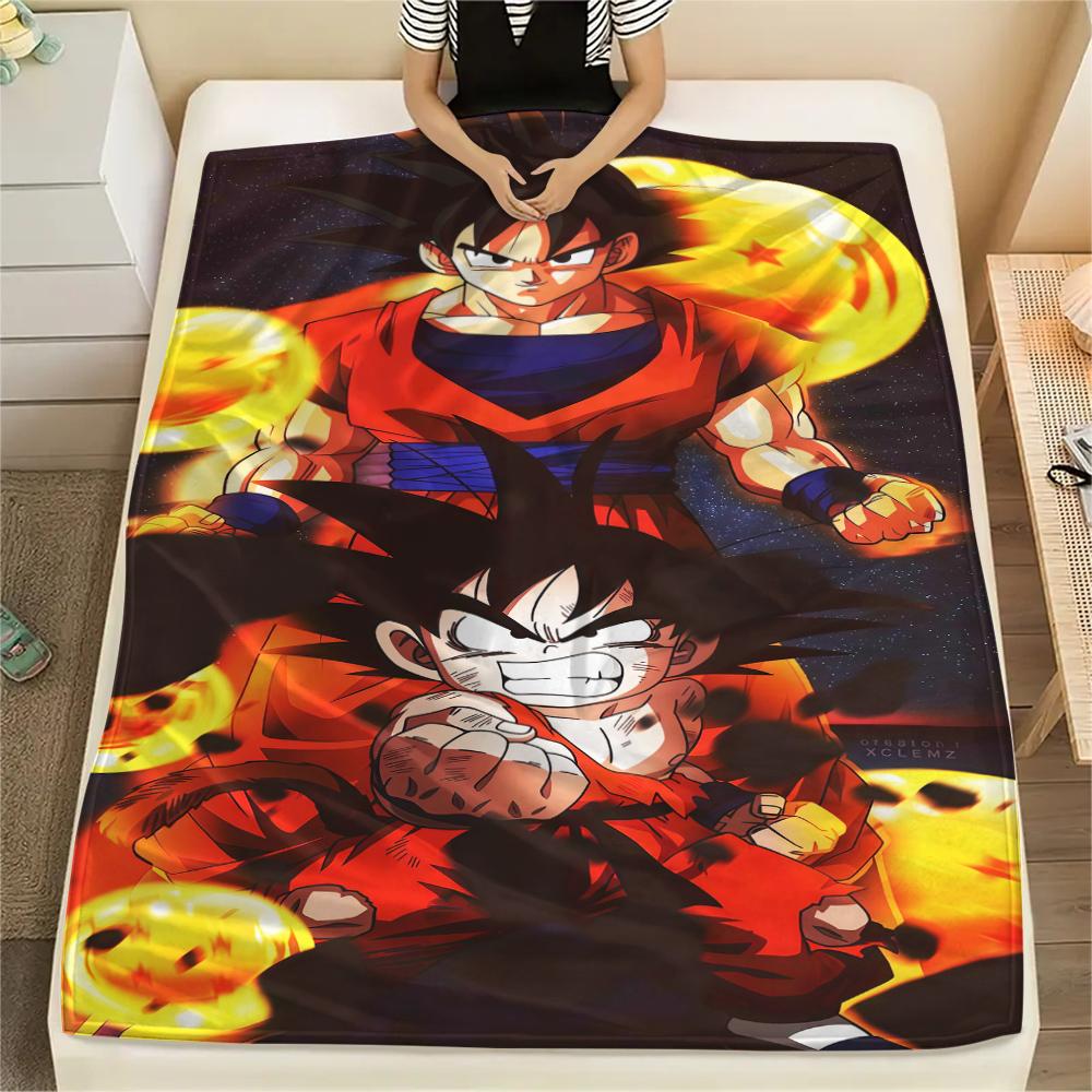 Son Goku Print Flannel Blanket, Suitable for Bedrooms, Sofas, Beds, Chairs, Picnics, Travel, Warm Soft -HE16