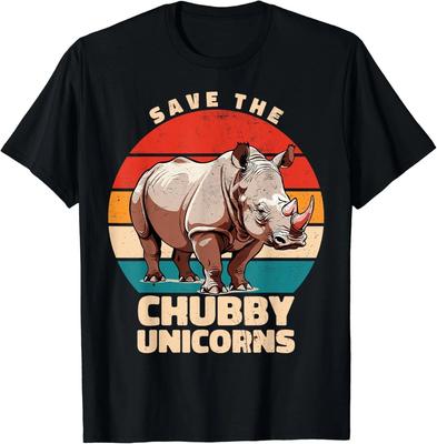 Funny Rhino Retro Sunset Gift Unisex T-Shirt