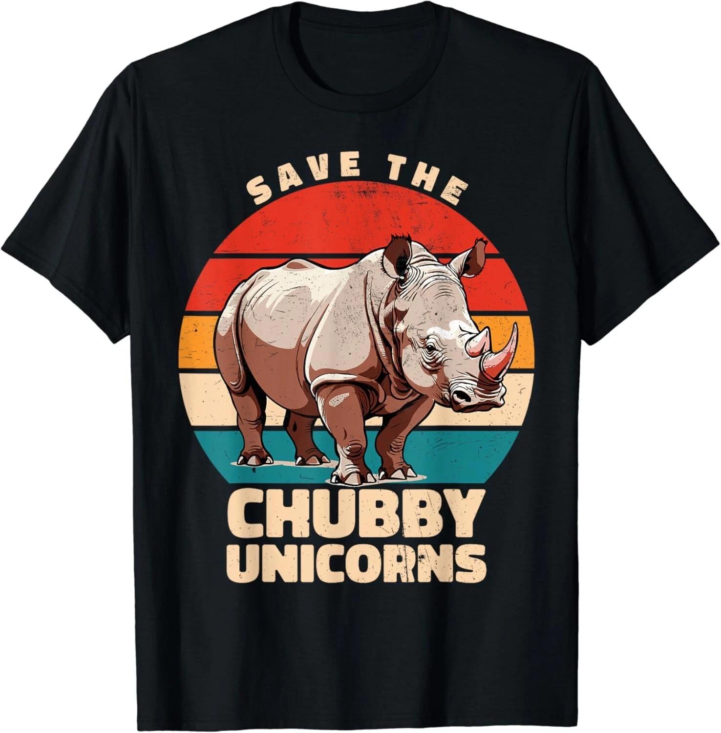 Funny Rhino Retro Sunset Gift Unisex T-Shirt L