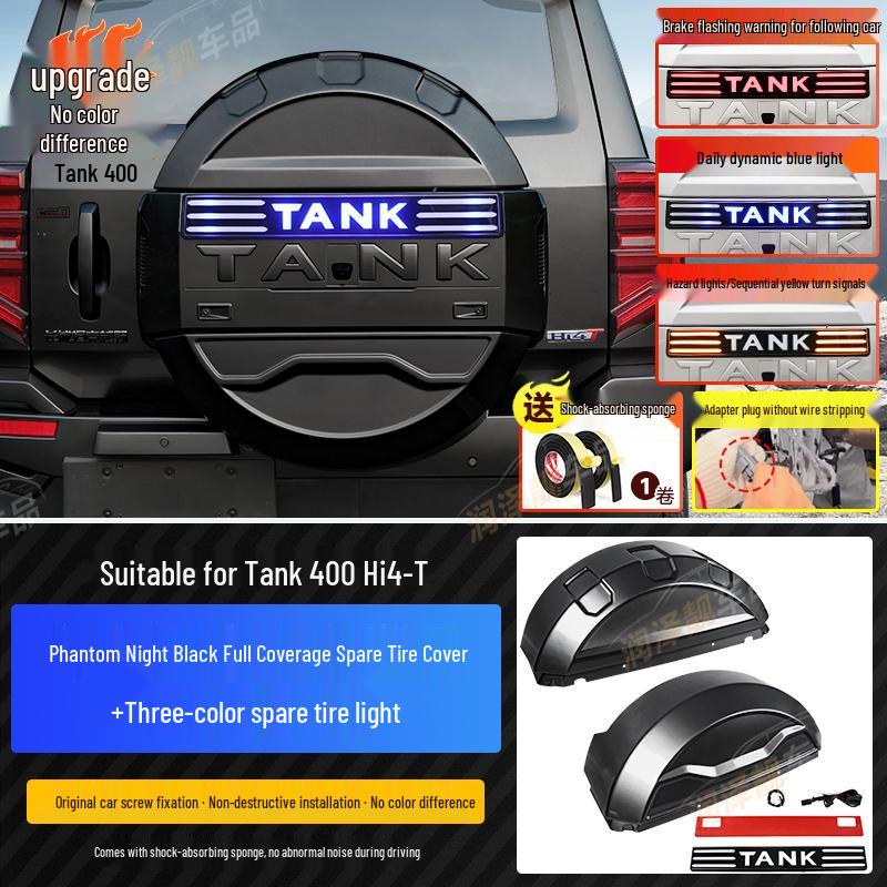 Tank 400 Hi4-T Mecha Spare Tire Cover with Lights - Full Coverage & Original Car Color