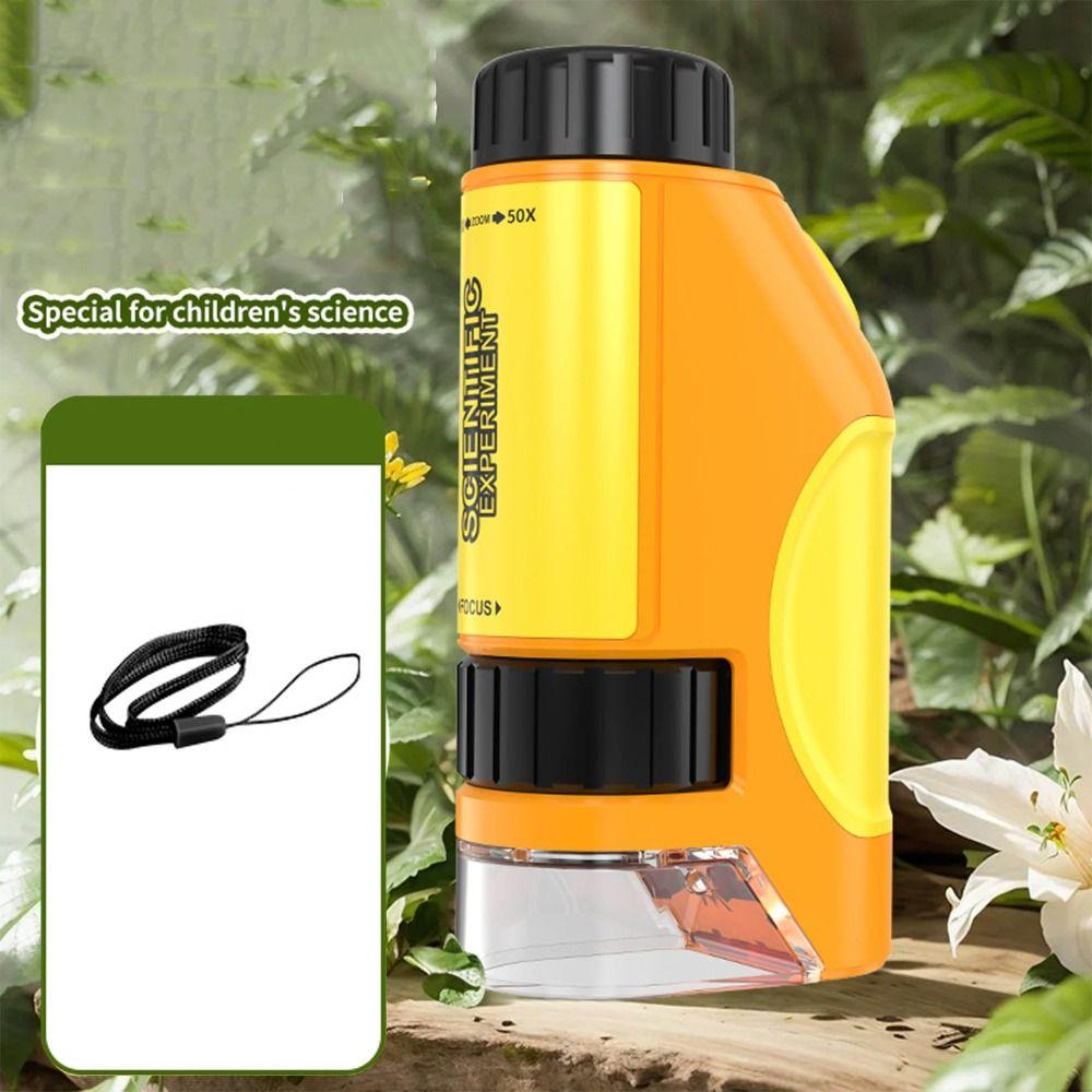Handheld Kids Microscope LED Light Source Zoom 50x-300x Educational Microscope Battery Powered High Definition