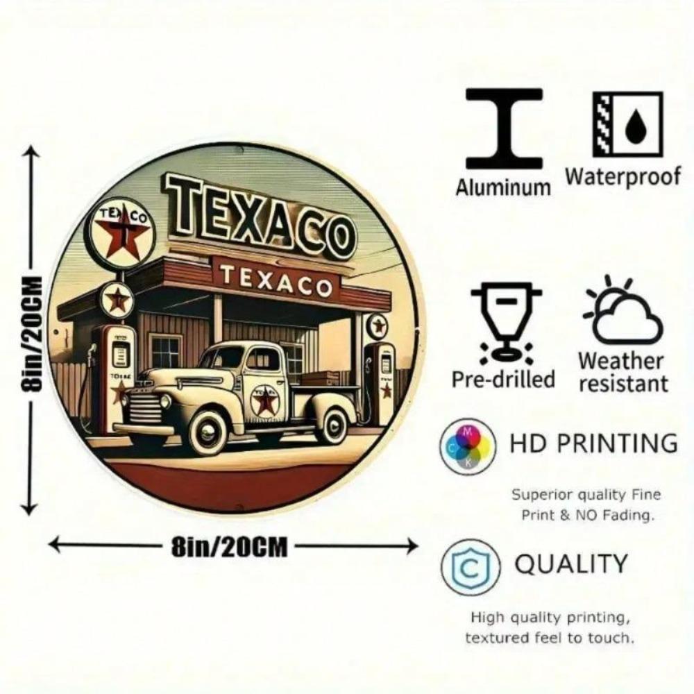 Vintage Texaco Metal Sign Retro Gasoline Garage Decor Weatherproof Aluminum Wall Art for Man Cave Bar