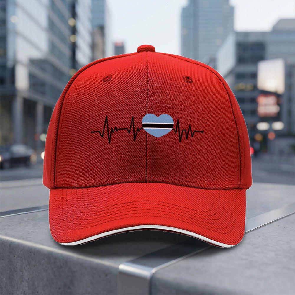 Heartbeat I Love Botswana Heart Flag Adjustable Baseball Cap