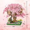 Cherry Blossom Treehouse Bonsai Tree Building Blocks Micro Sakura Botanical Collection Building Set For Children Toy Home Decor