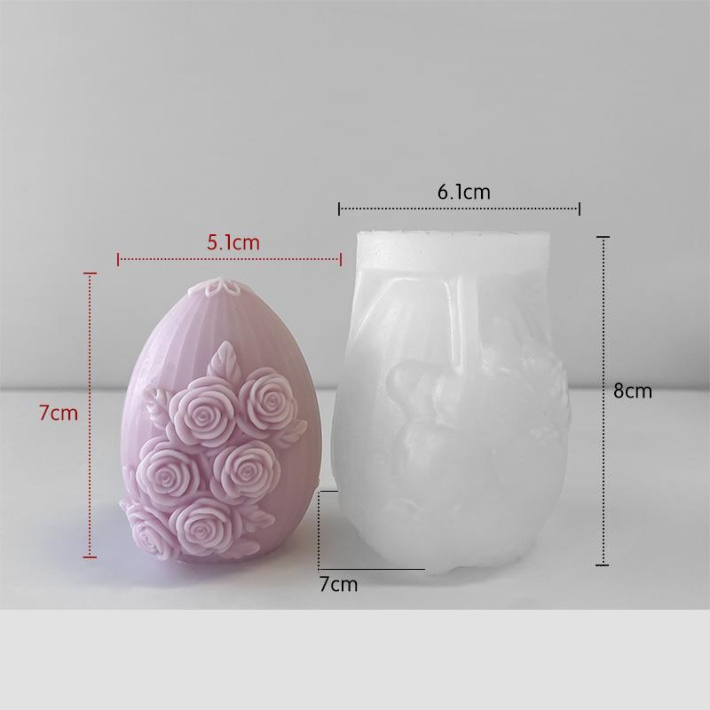 Easter Egg Silicone Candle Mold Aromatherapy Plaster DIY Craft Candles Making Tools Ornaments Embossed Flower Egg Mold