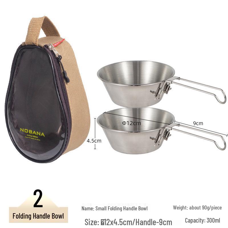 

4-Piece Outdoor Snow Cup Set: Portable Stainless Steel Bowls for Camping, Picnic, Hiking, and Fishing