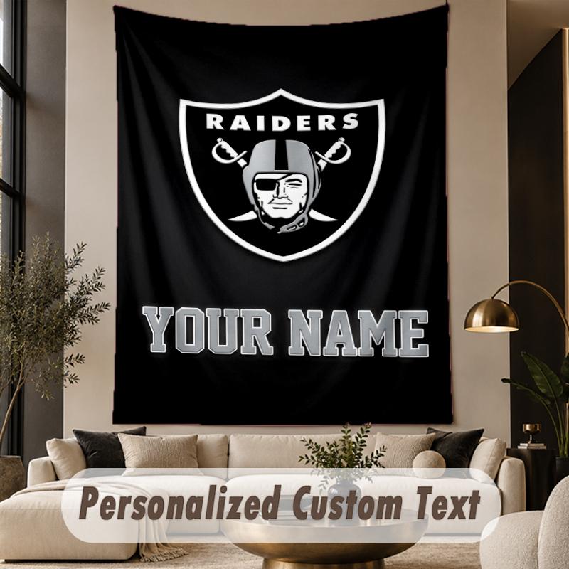 Custom Text Tapestry Las Vegas Raiders Print Wall Tapestry Indoor Living Room Wall Decor