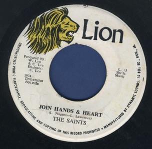 

7inch Record SAINTS Join Hands Heart L33 Lion 1974 Jamaica Reggae Ska Dub Used
