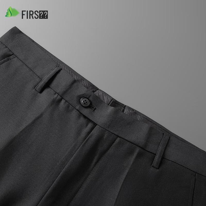 Calças Sociais Masculinas de Lã Mista, Antirrugas, Corte Reto